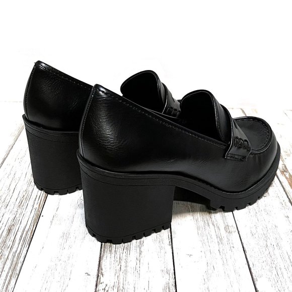 New Black Platform Penny Loafers Size 7 - Picture 5 of 5